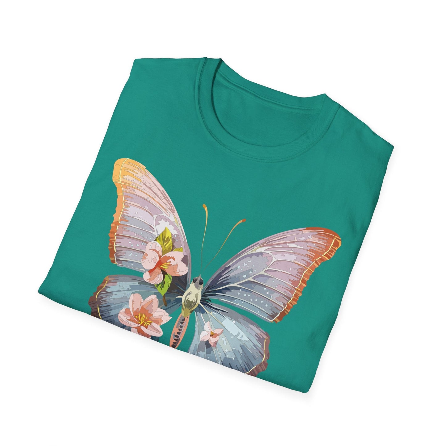 Butterfly Print T Shirt For Men Women Unisex Monarch Design Softstyle Cotton Tee