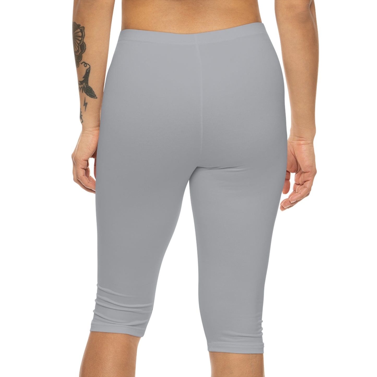 Pale Slate Color Women's Brushed Suede Poly Span Casual Capri Leggings XS-2XL