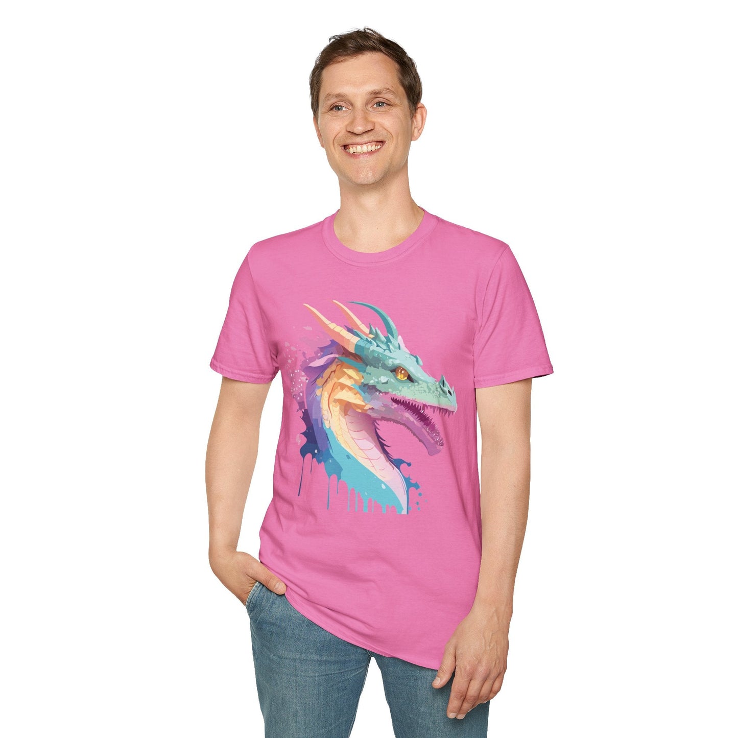 Dragon Graphic Unisex Cotton Softstyle Art Design Tee With Animals 26