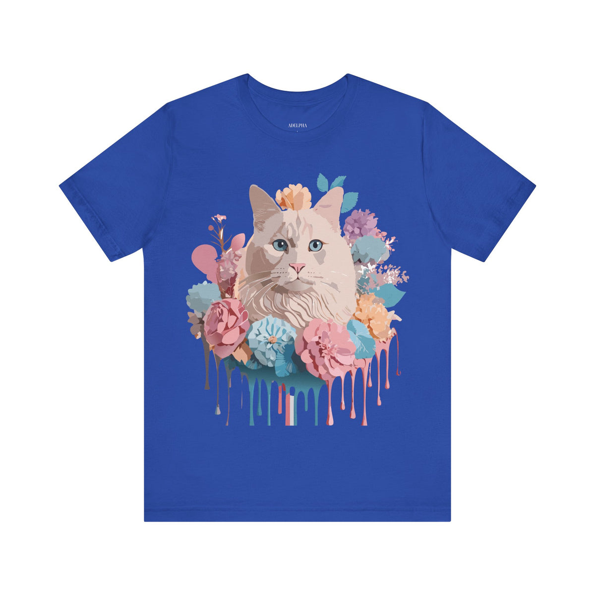 Cat Graphic Unisex Cotton Bella+Canvas Tee with Art Animal Design d02