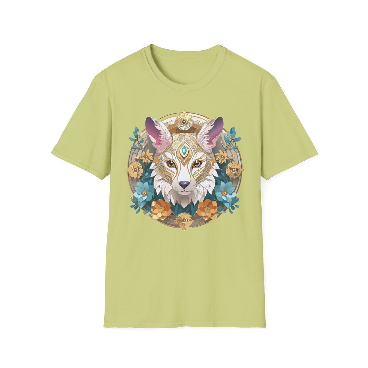 Mystic Fox Mandala T-Shirt | Floral Fox Portrait, Boho Animal Tee