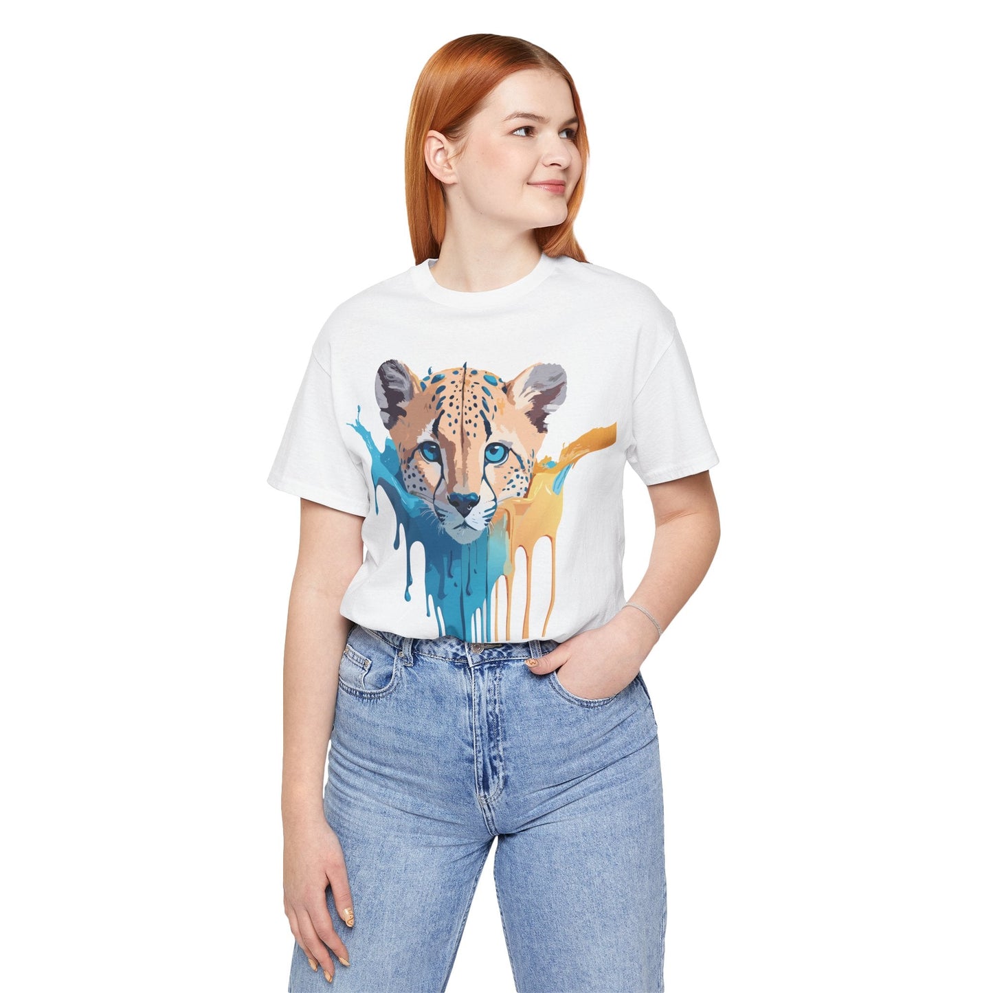Adelpha Cheetah Graphic Jersey Tee Unisex Short Sleeve Art Design