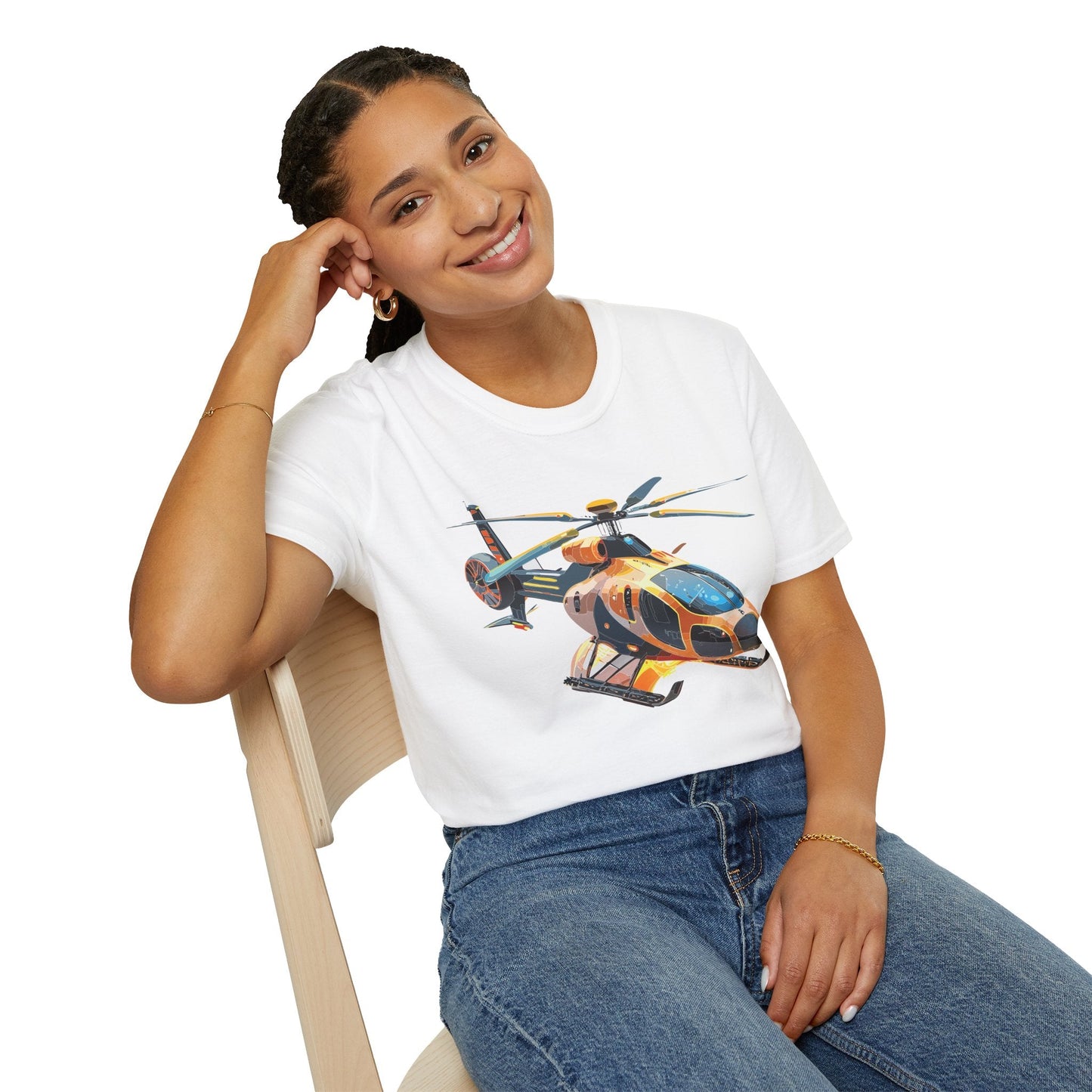 Chopper Helicopter Graphic Unisex Cotton Softstyle Short Sleeve Tee 3