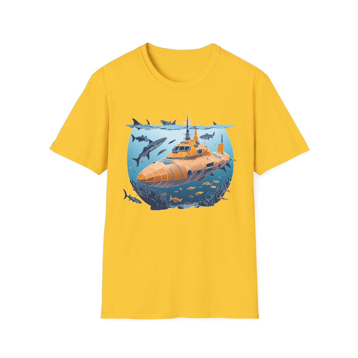 Ocean Graphic Tee Shirt Unisex Softstyle 64000 Gildan Lightweight Breathable Ocean Design U Boat