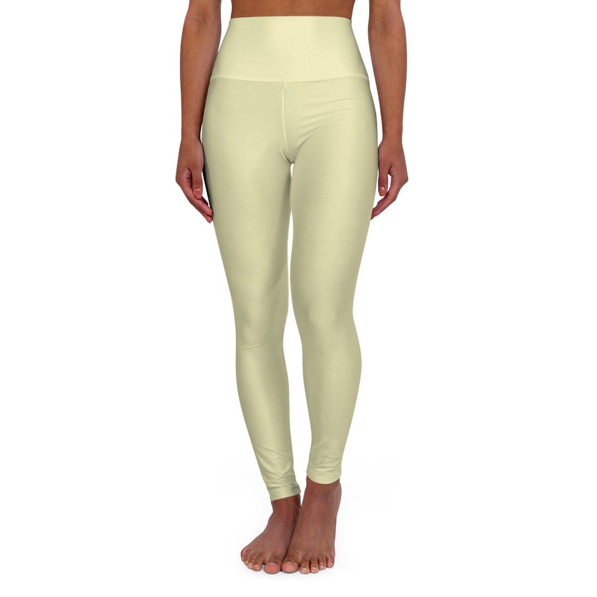 Pale Yellow Color High-Waist Yoga Leggings Women's Seamless Poly-Span Stretchy Pants XS-2XL