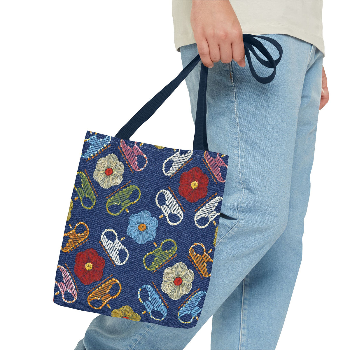 Denim Fabric Imitation Print Unisex Canvas Bag Poly Spun 3 Sizes Tote Bag 154