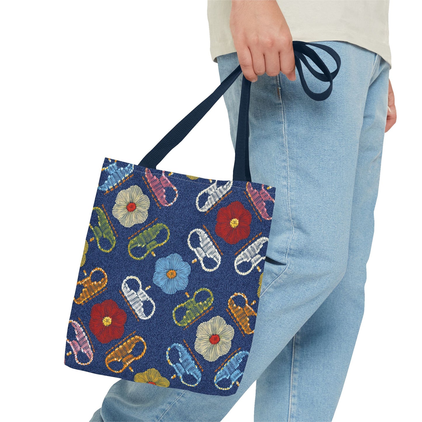 Denim Fabric Imitation Print Unisex Canvas Bag Poly Spun 3 Sizes Tote Bag 154
