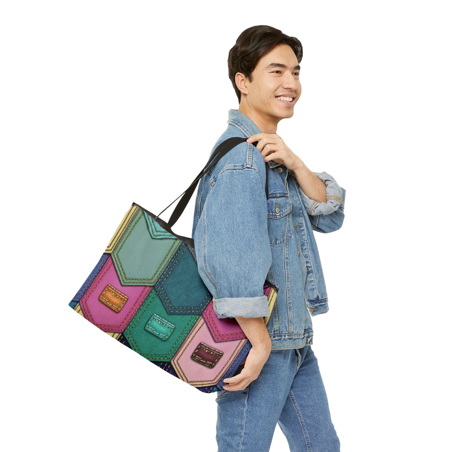 Denim Print Yoga Bag High-Quality 100% Spun Polyester 24x13 Canvas Gym Bag 46