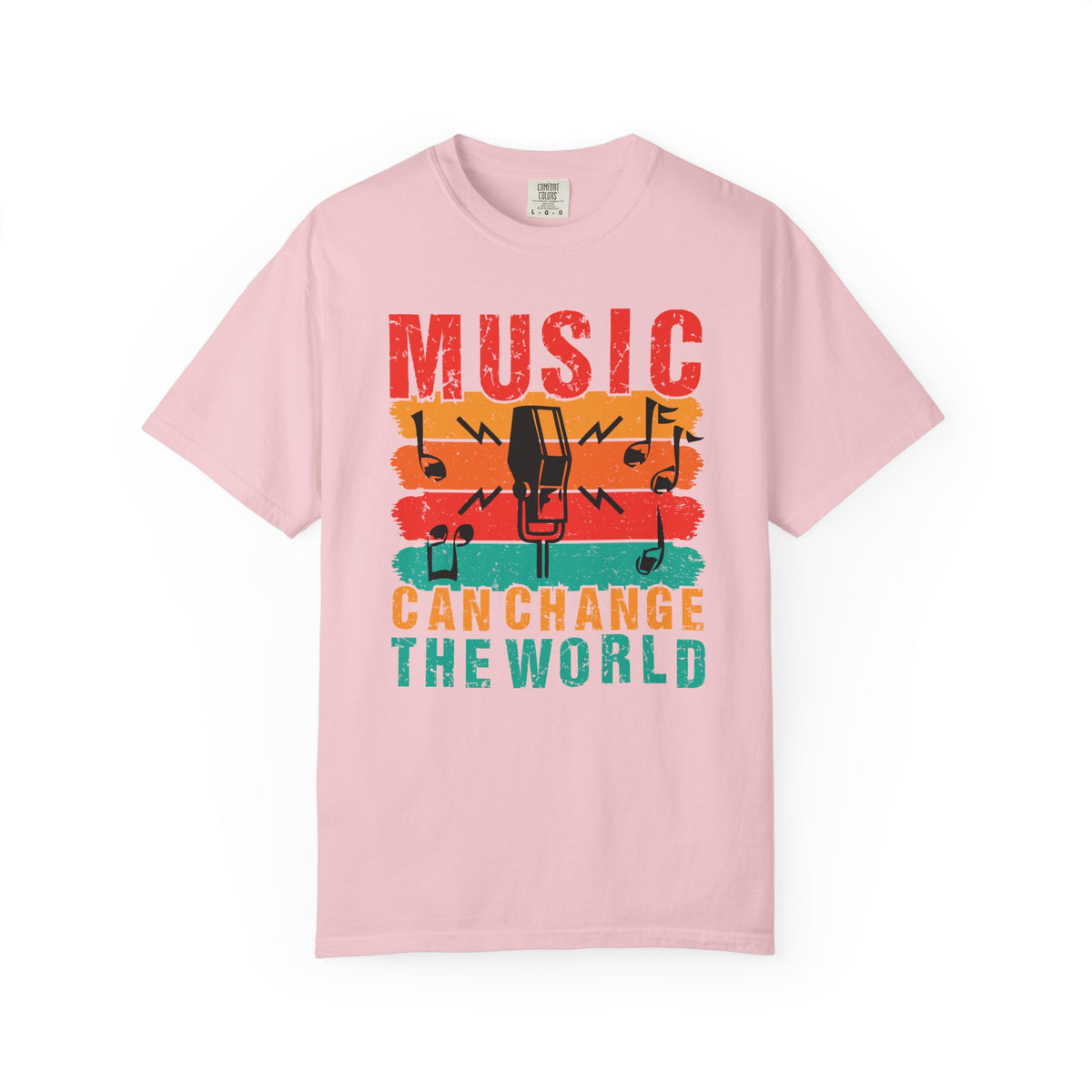 Music Can Change the World T-shirt Retro Microphone Music Notes Unisex Cotton Tee 089