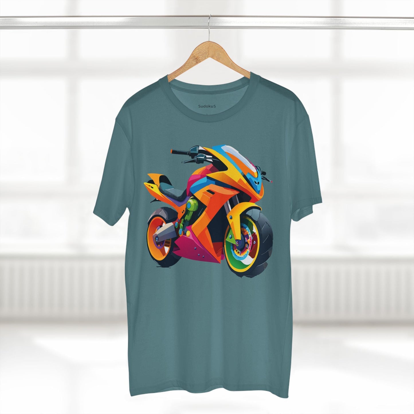 Moto Bike Graphic Unisex 100 Cotton Staple Tee 8