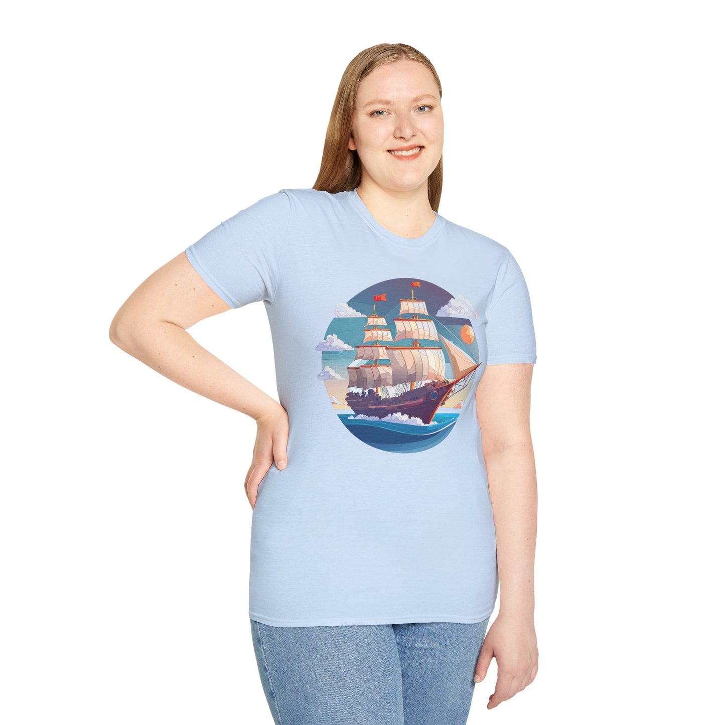 Nautical Ship T Shirts Frigate T Shirts Vessel Tee Shirt Unisex Softstyle T Shirt