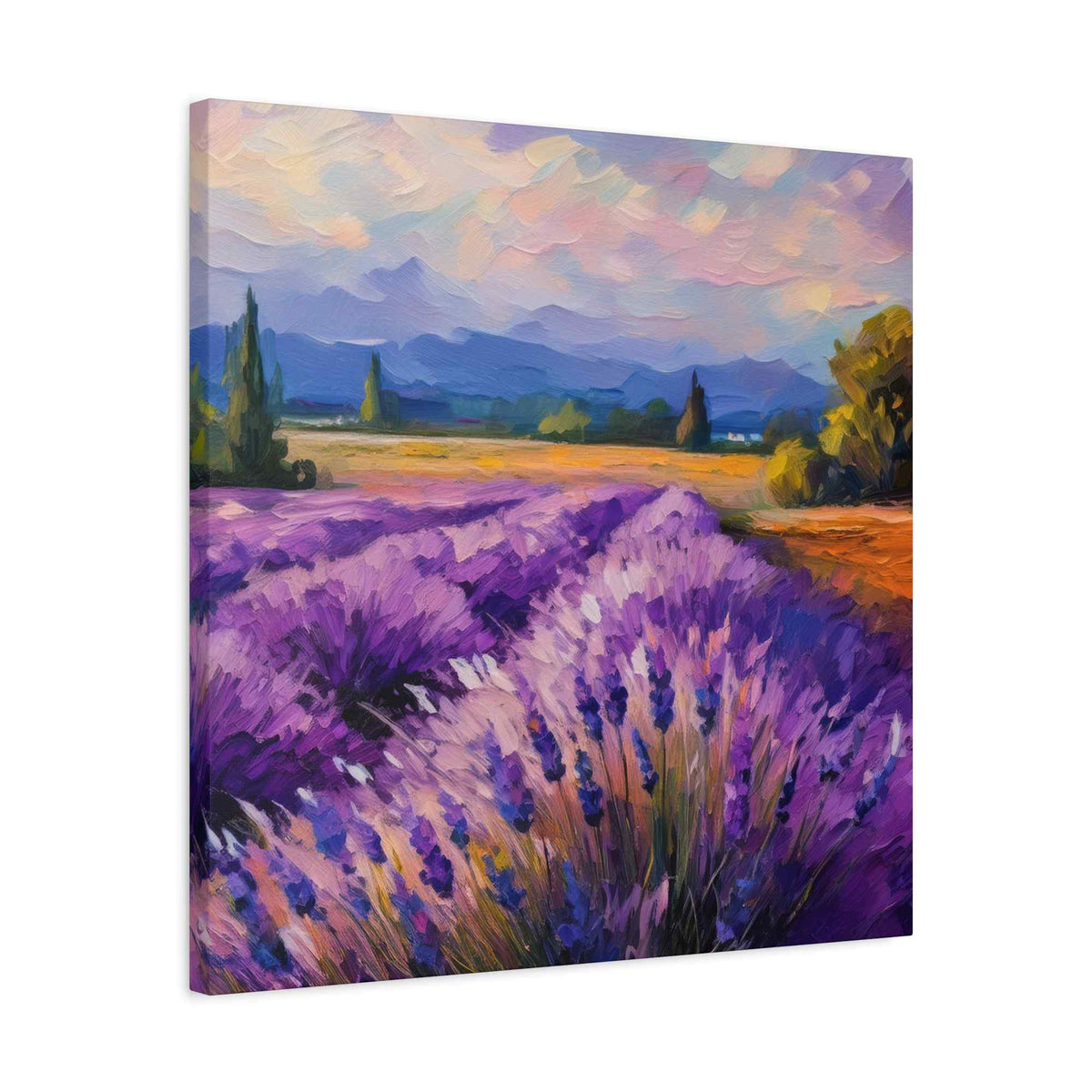 Lavender Landscape Print Canvas, Landscape Oil Paint Print 20x20, 24x24, 30x30, 32x32, 36x36 Art Design Print Non-Frame MC-34