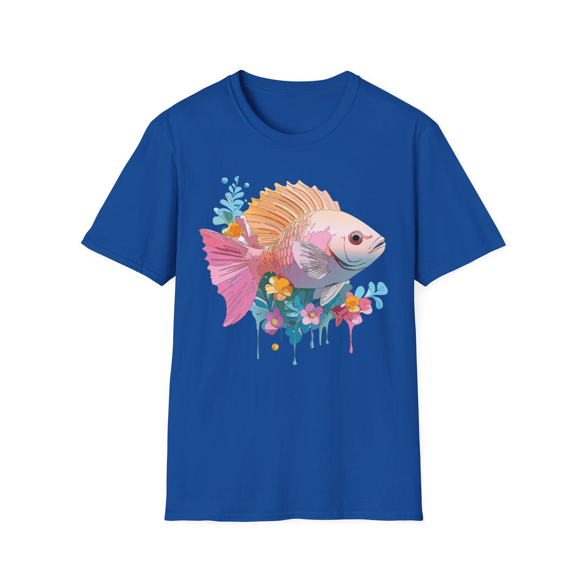 Colorful Tropical Fish T-Shirt | Watercolor Floral Sea Life Tee