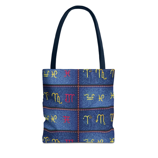 Denim Fabric Imitation Print Unisex Canvas Bag Poly Spun 3 Sizes Tote Bag 184-6