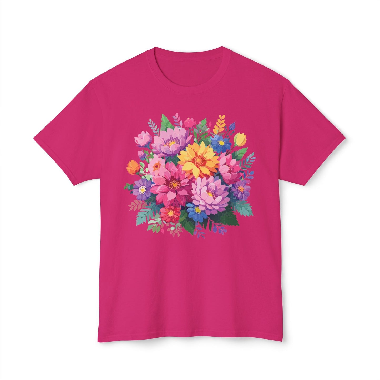 Unisex Floral T Shirt With Full Color Art Print Made In USA 100 Percent Cotton Breathable