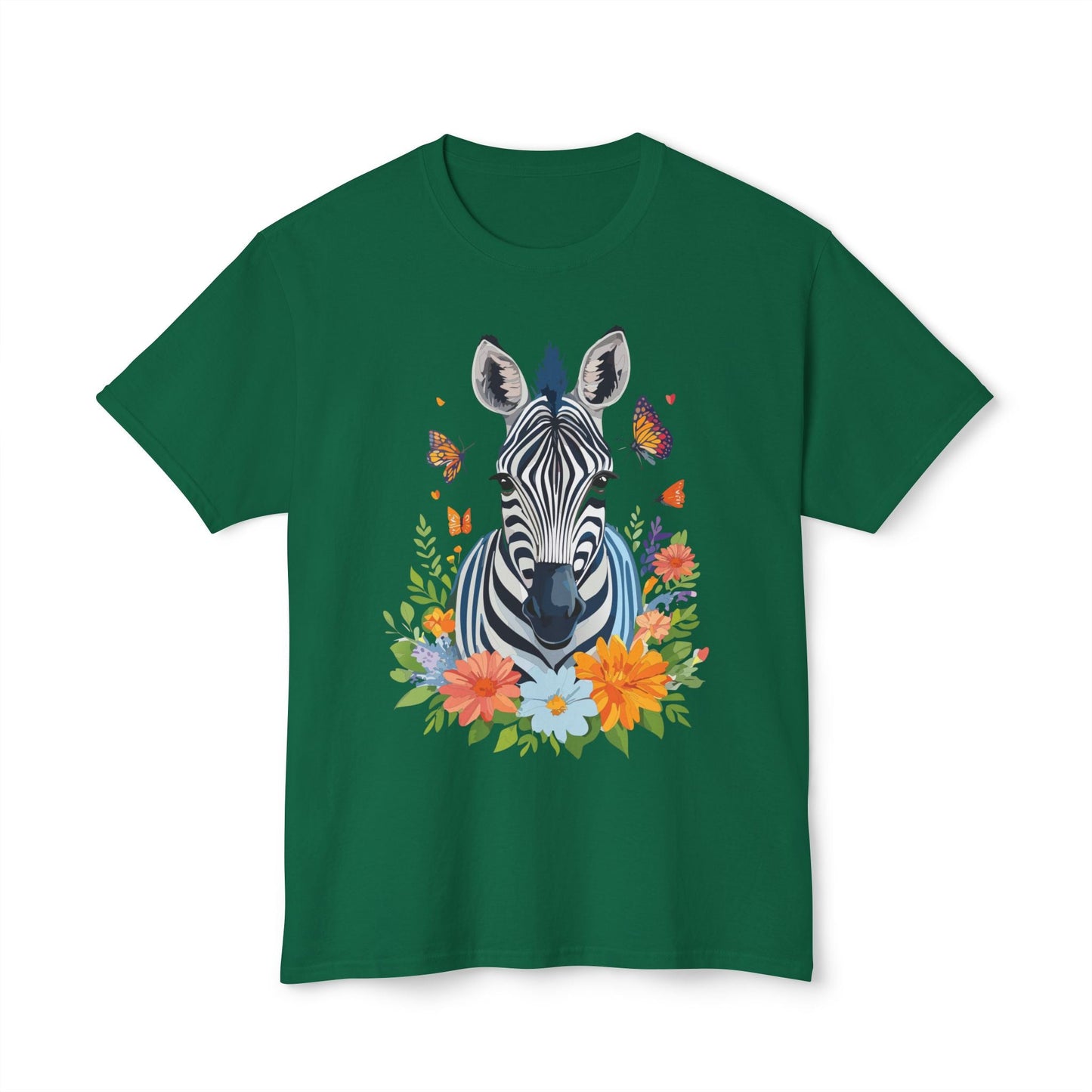 Zebra Art Print T Shirt Unisex Cotton Tee With Floral Design Vintage Zebra Theme