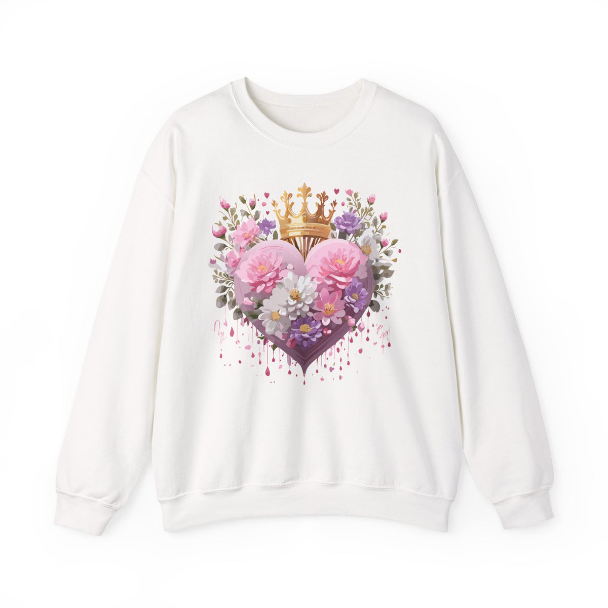 Floral Heart Love Graphic Valentine's Day Sweatshirt Unisex 50/50 Cotton-Poly Sweatshirt w20