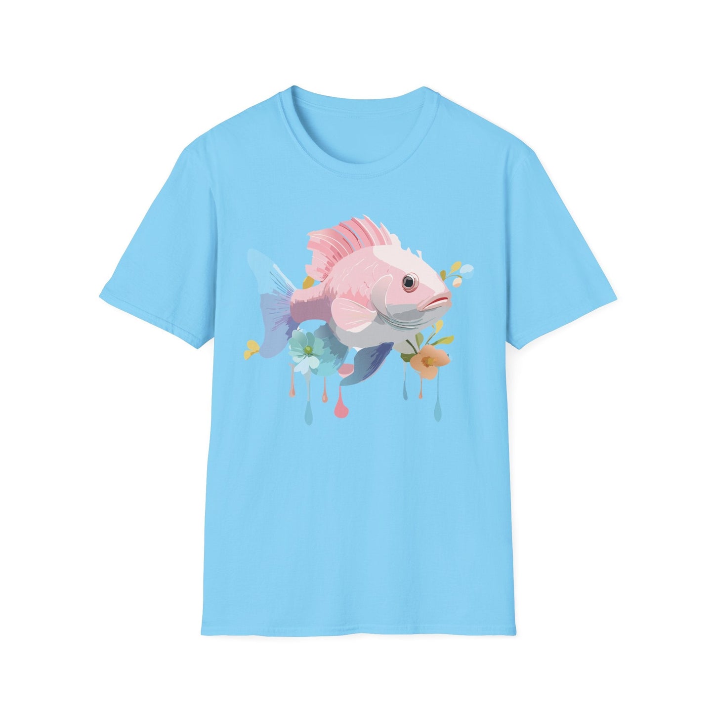 Fish Art Design Shirt Unisex Graphic Tee With Fish Illustration Gildan Softstyle 64000