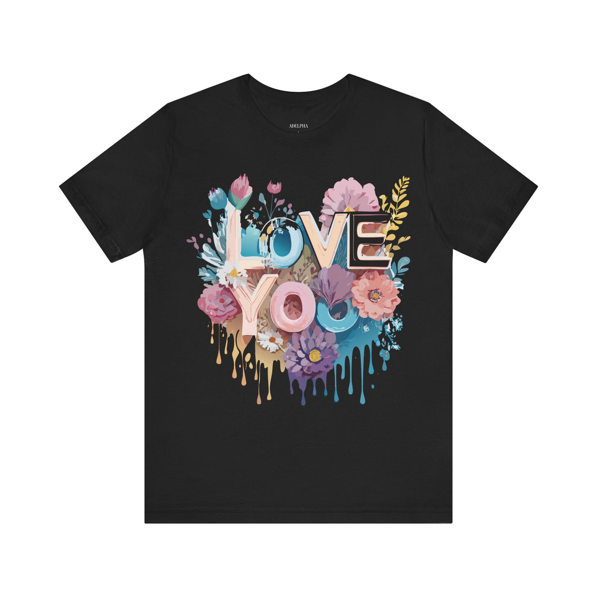 Valentine's Day Graphic Unisex Cotton Bella+Canvas Tee with Floral Art Design d127