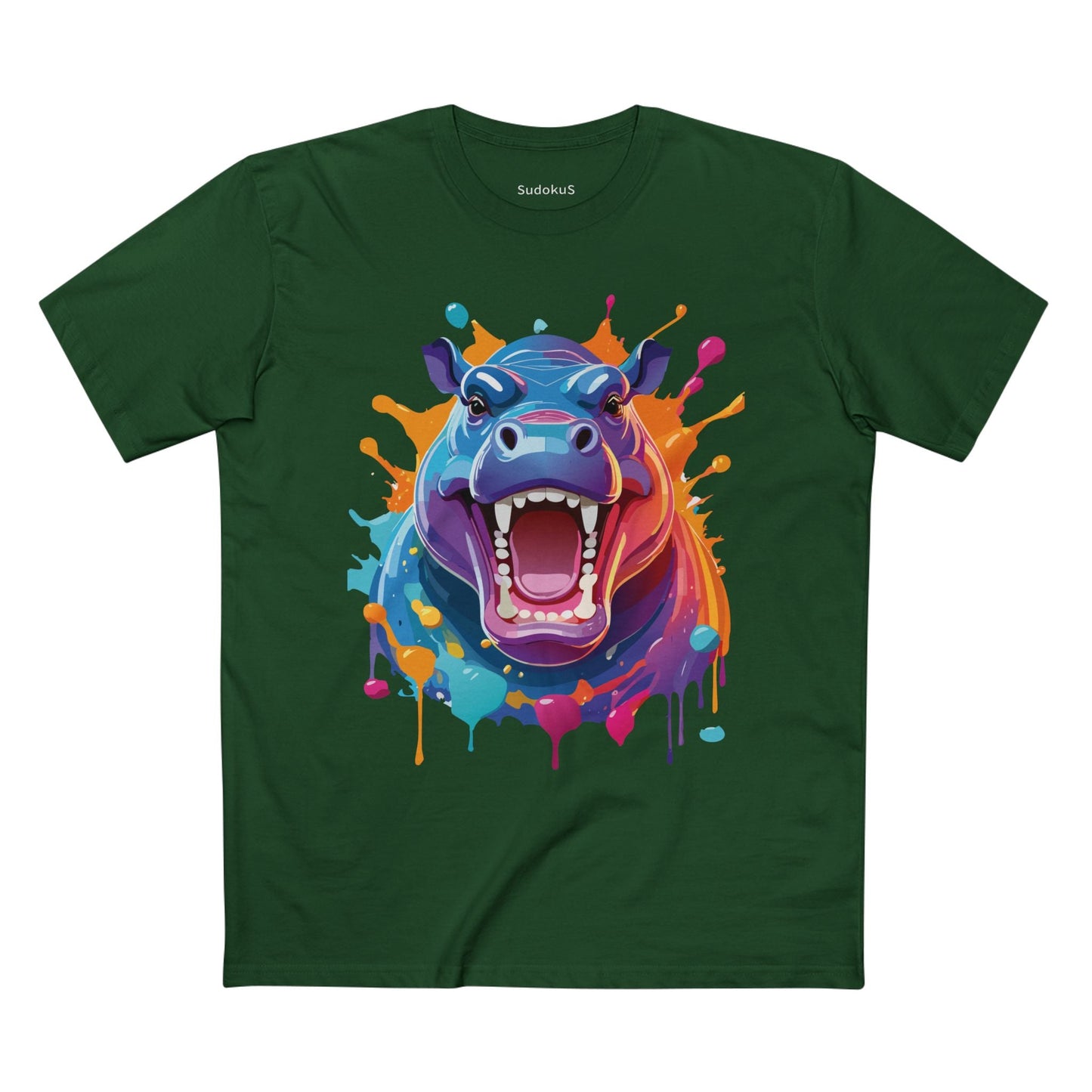 Hippo Graphic Unisex 100 Cotton Staple Tee with Animal Design Artwork 4