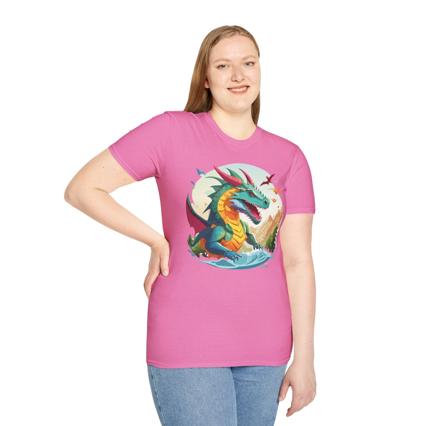 Dragon Graphic Unisex Cotton Softstyle Art Design Tee With Animals 12
