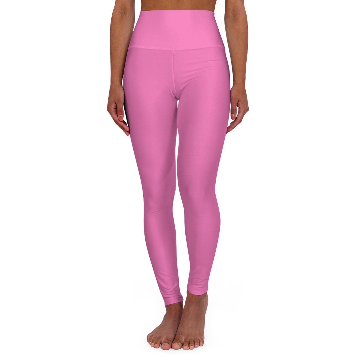 High-Waisted Pink Carnation Yoga Leggings Women's Seamless Poly-Span Stretchy Pink Activewear Pants