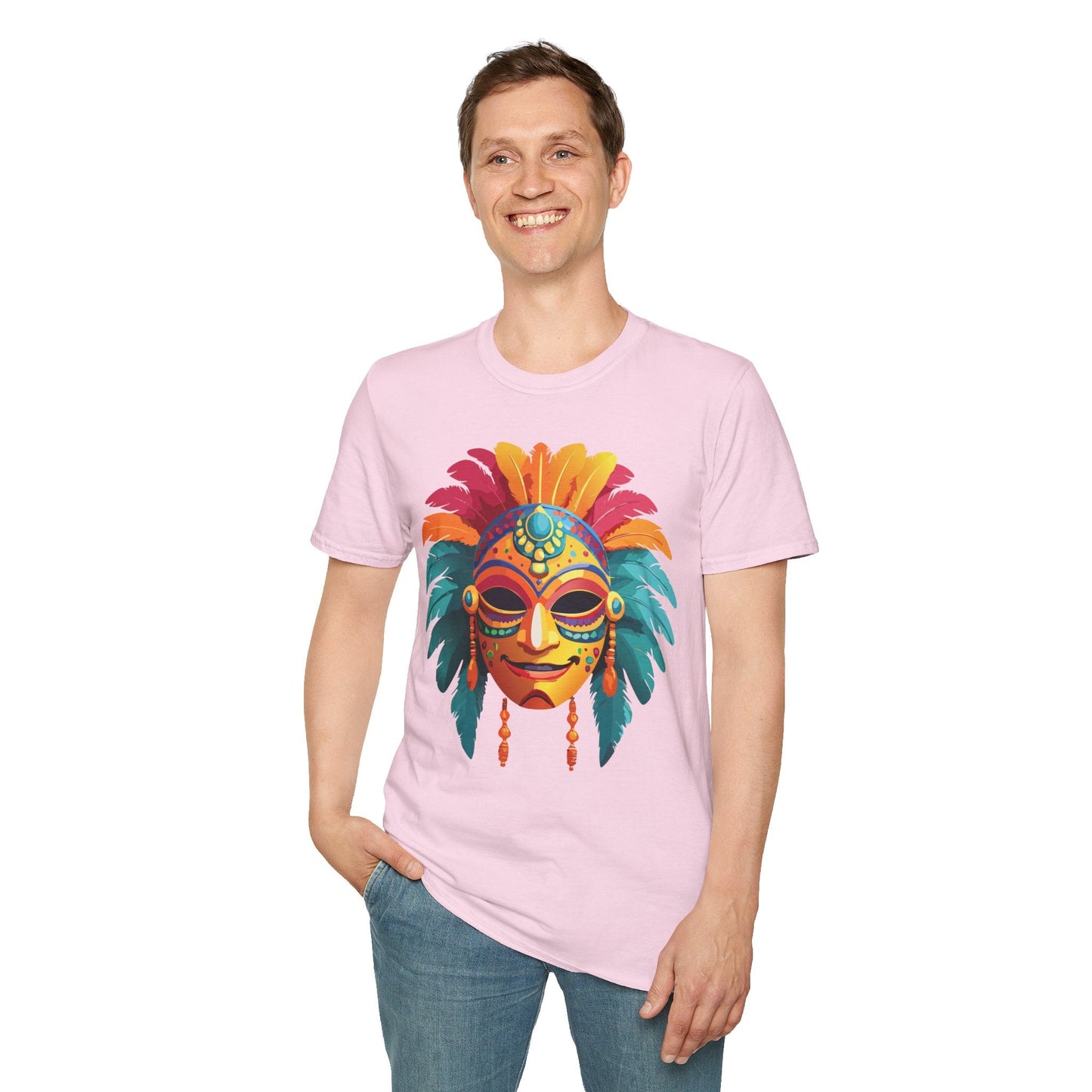 Mask Tee Shirt Unisex Softstyle Gildan 64000 100 Percent Ring Spun Cotton Masquerade Tee