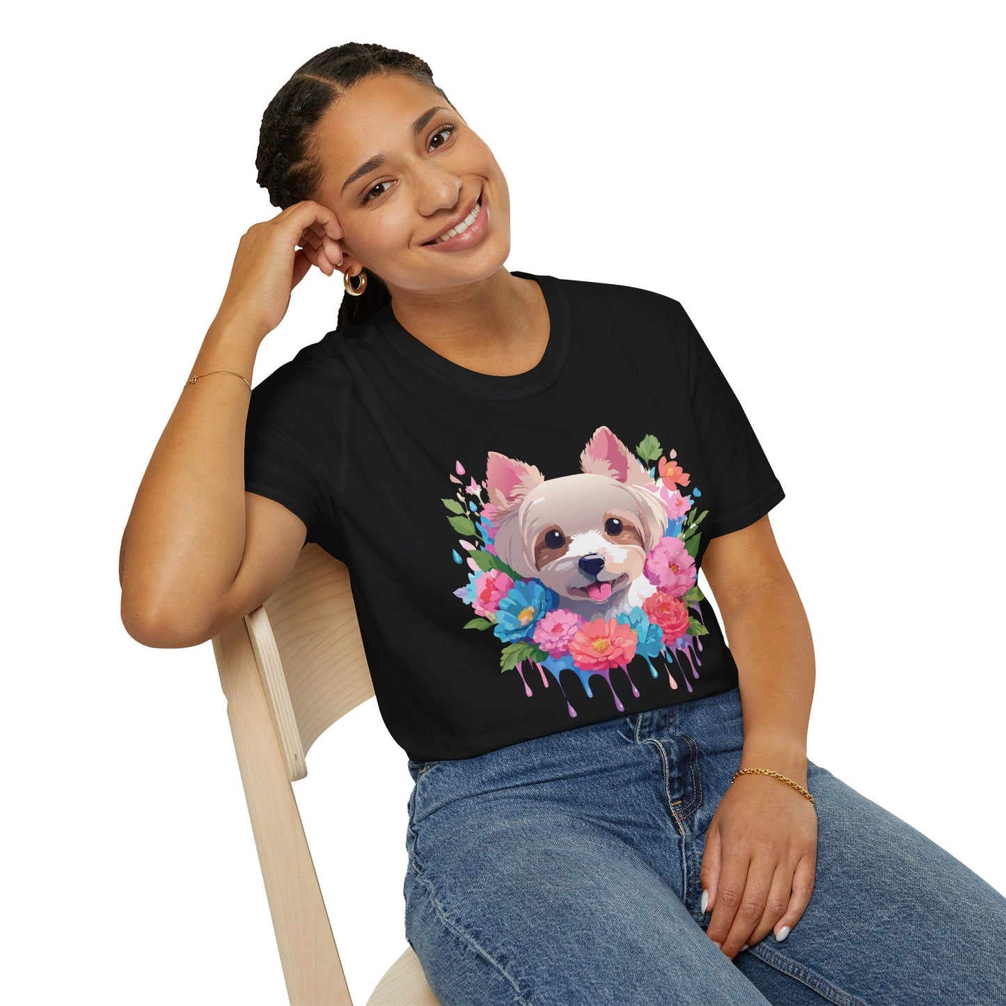 Unisex Gildan Softstyle Animal Print Dog Shirt Tee 100 Percent Cotton