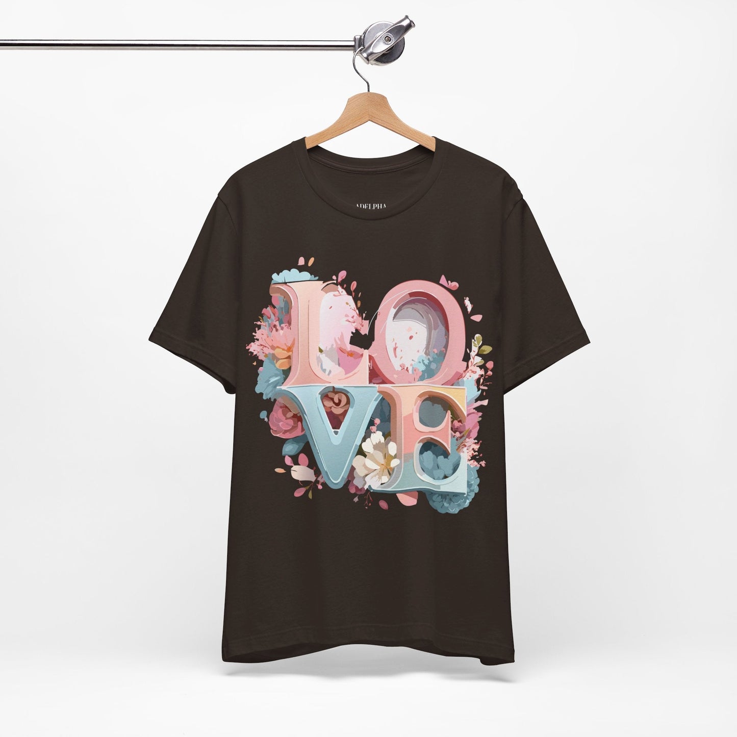 Valentine Day Graphic Unisex 100 Cotton Vintage Artwork with Love and Flower Design Tee 46