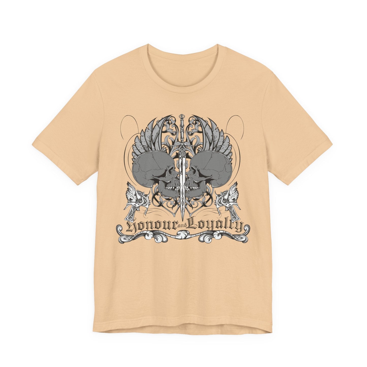 Honor Loyalty crest tee Gothic heraldry skulls wings emblem Art-48