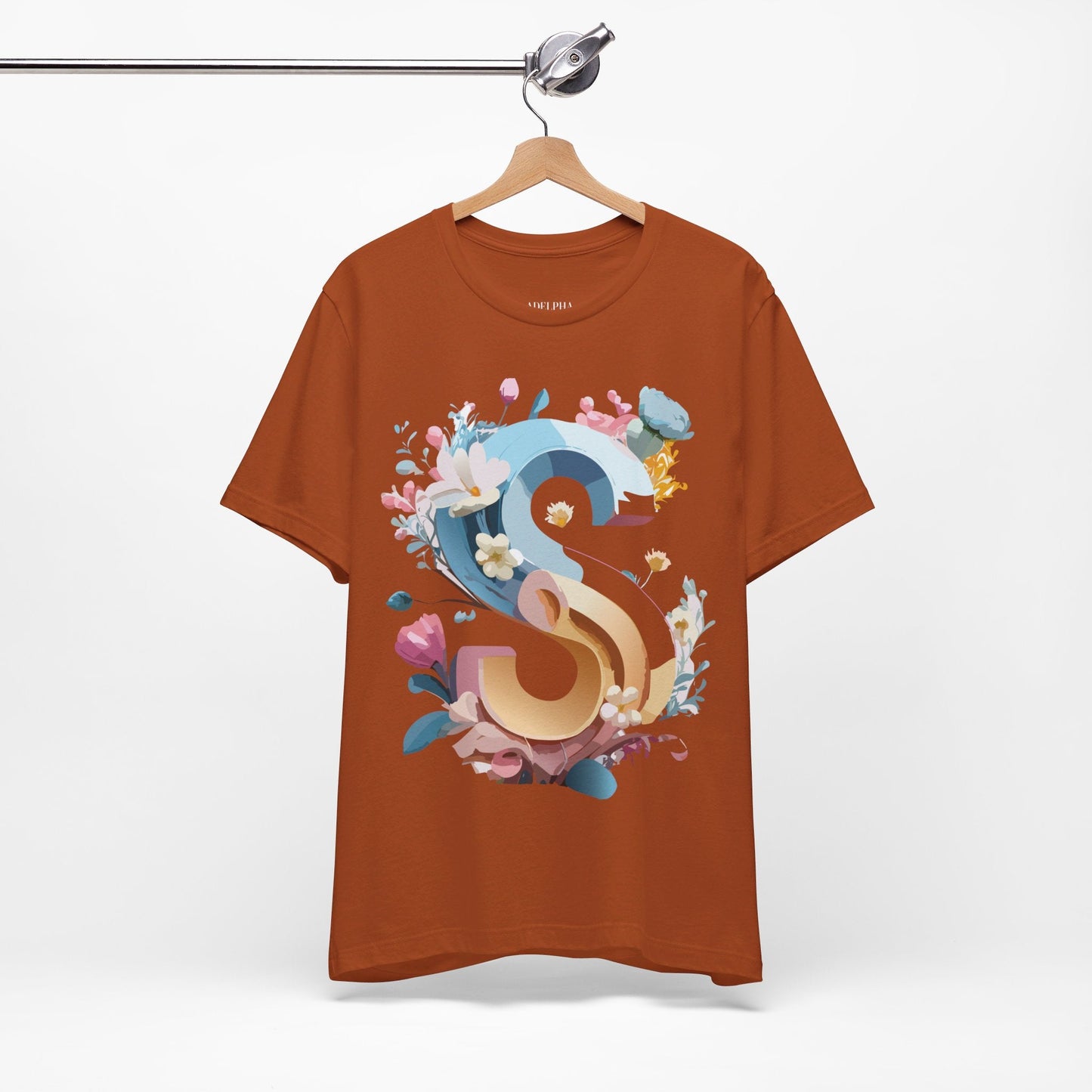Letter S Shirt Graphic Tee Unisex Jersey Short Sleeve Premium Vintage Inspired Artwork Adelpha