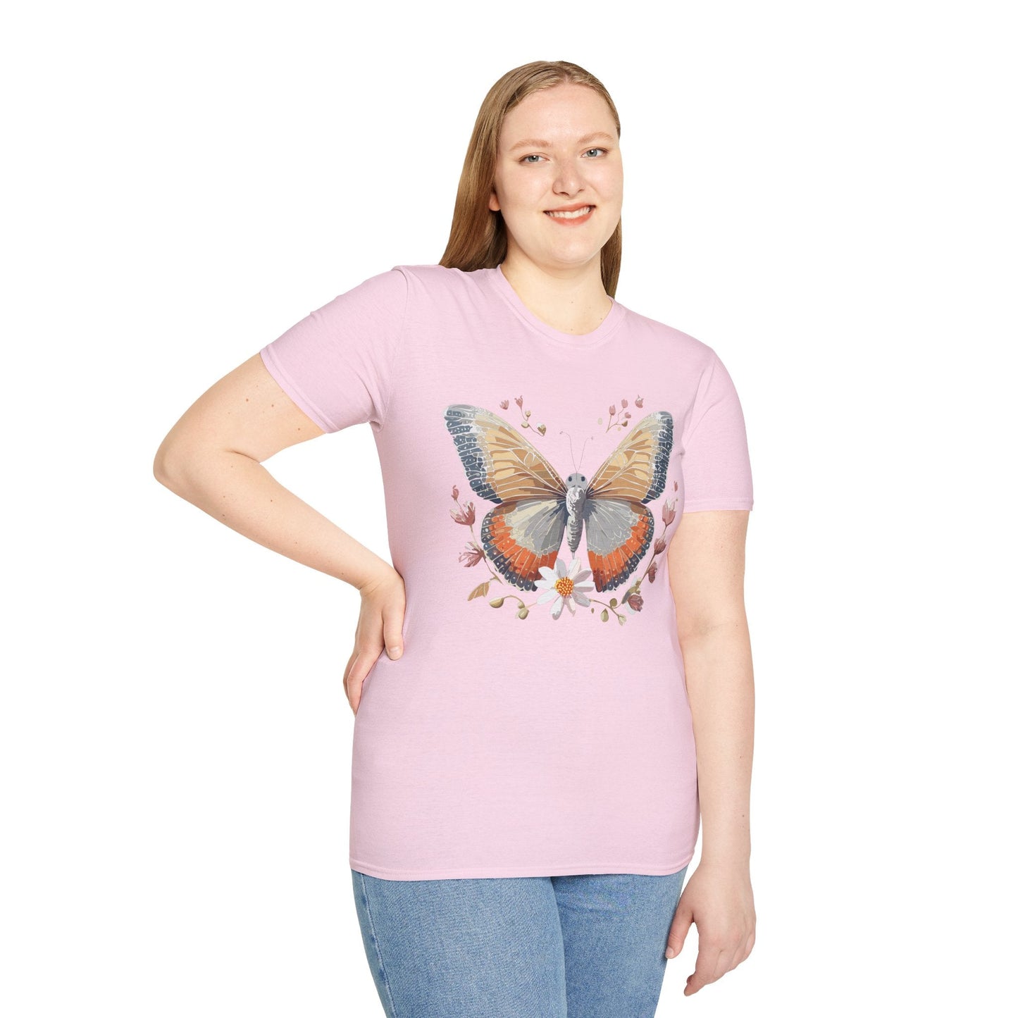 Unisex Butterfly T Shirt Softstyle Gildan 64000 Comfortable Durable Tee For Everyday Wear