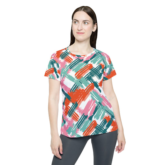 Poly Jersey Tee Shirt with abstract prints