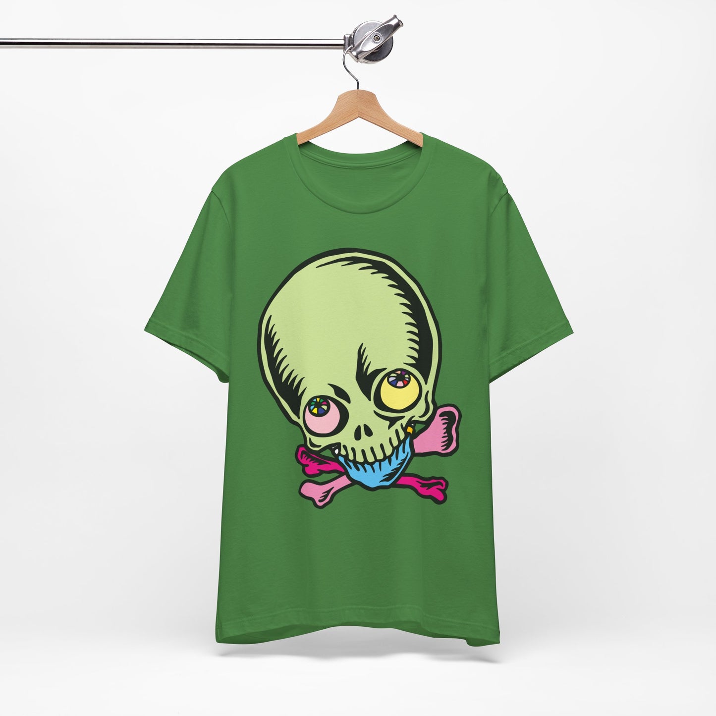 Lt Green Skull Graphic Design Tee, Skull Shirt, Vintage Tees, Art Design T-Shirt, Vintage Graphic Tee, Art Shirts with Skulls