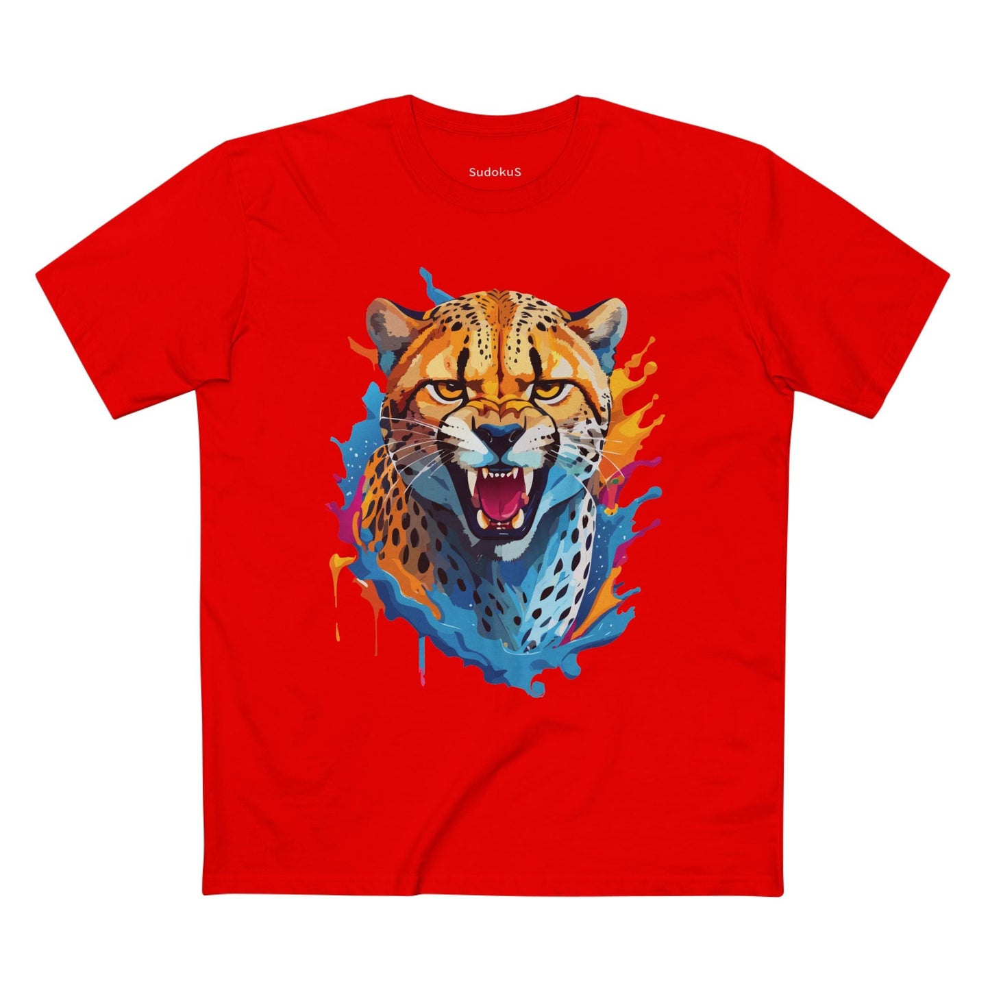 Cheetah Graphic Unisex 100 Cotton Staple Tee with Animal Design Artwork 24