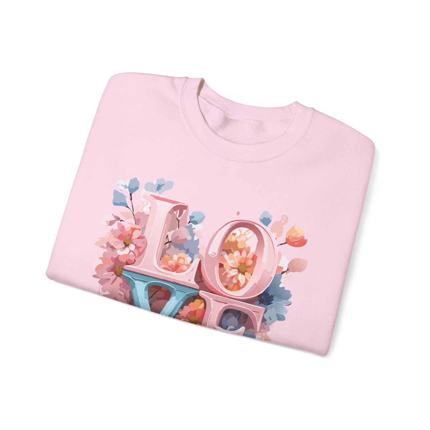 Floral Love Sweatshirt Valentines Day Unisex Heavy Blend Crewneck Gildan 18000 Cotton Polyester