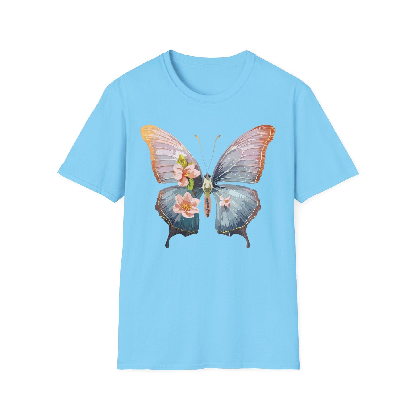Butterfly Print T Shirt For Men Women Unisex Monarch Design Softstyle Cotton Tee