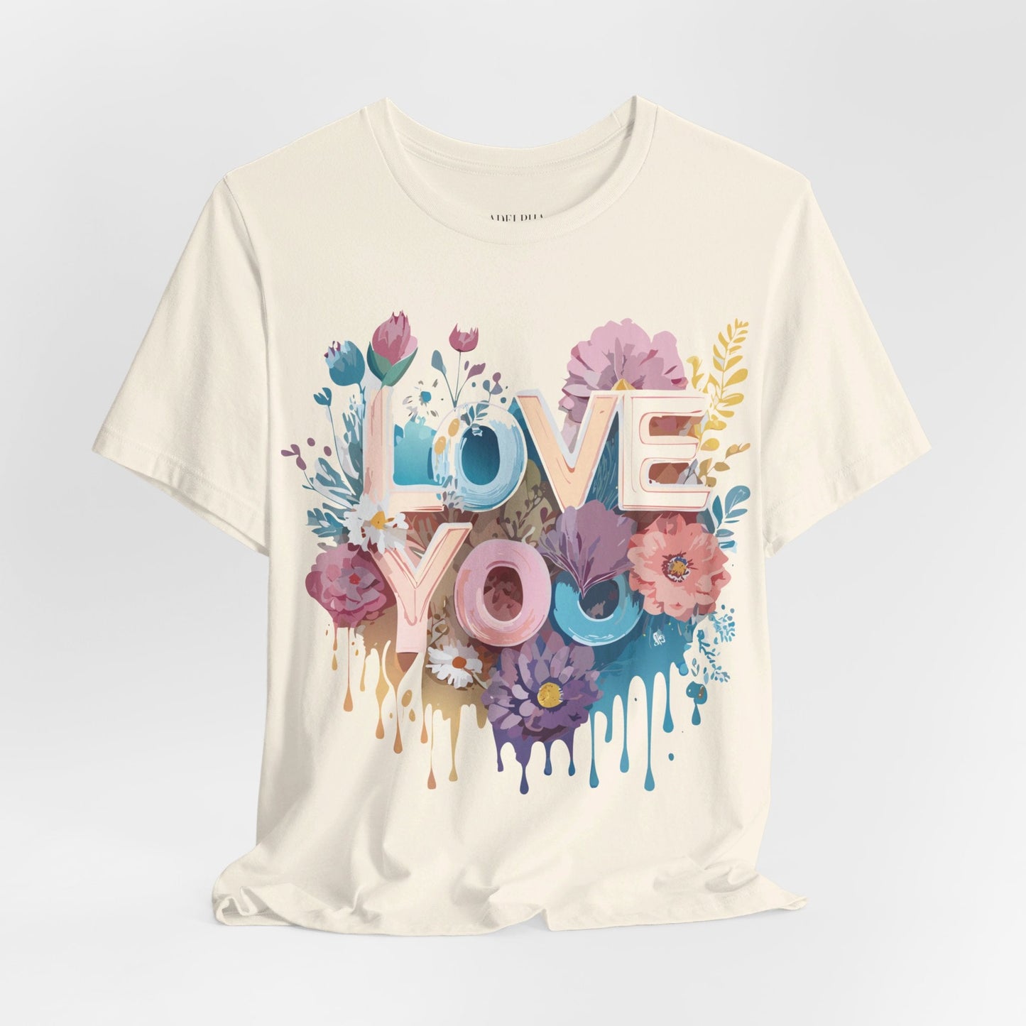Valentine Day Graphic Unisex 100 Cotton Vintage Artwork with Love and Flower Design Tee 37
