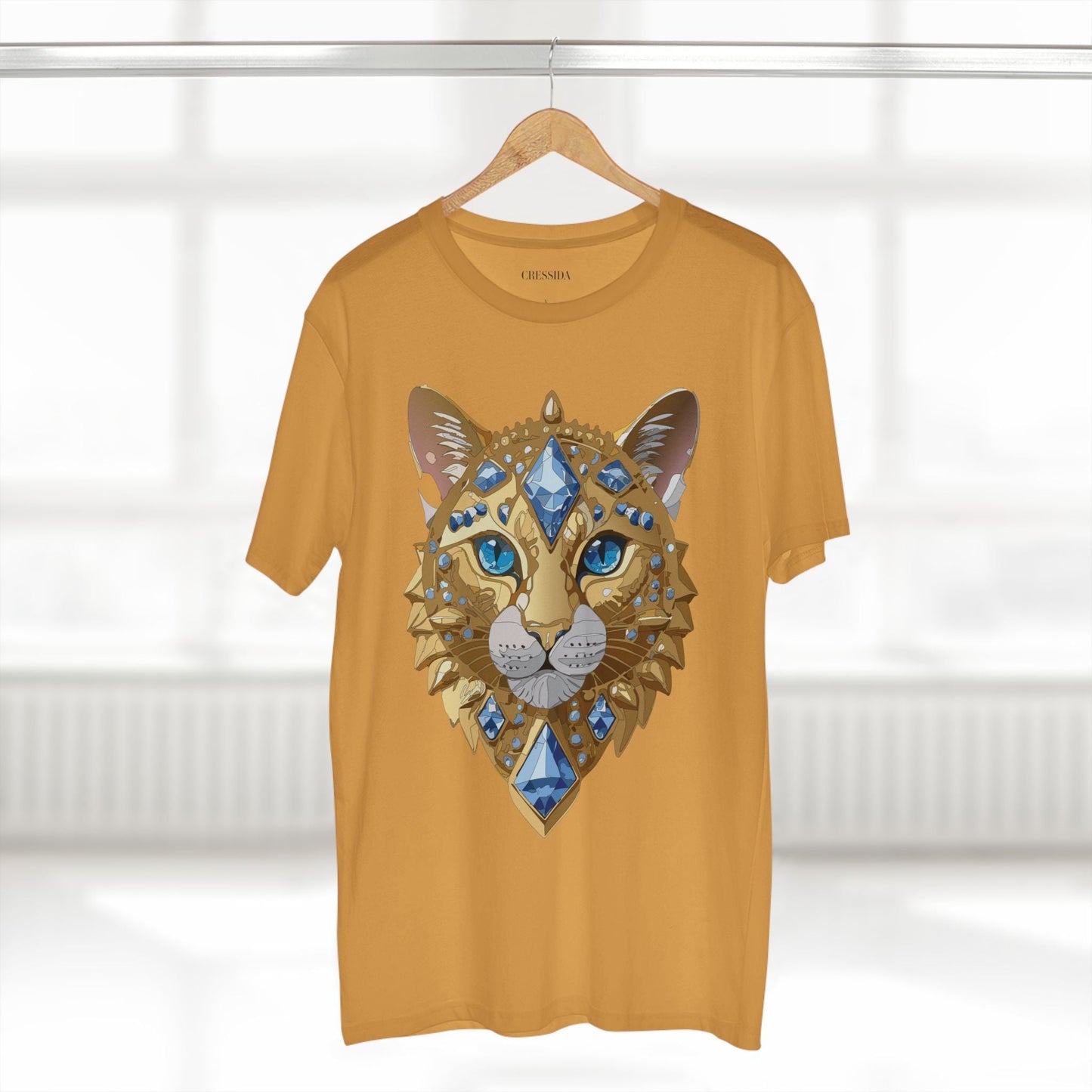 Cat Graphic Unisex 100 Cotton Tee With Unique Animal Golden Medallion Art Design 12