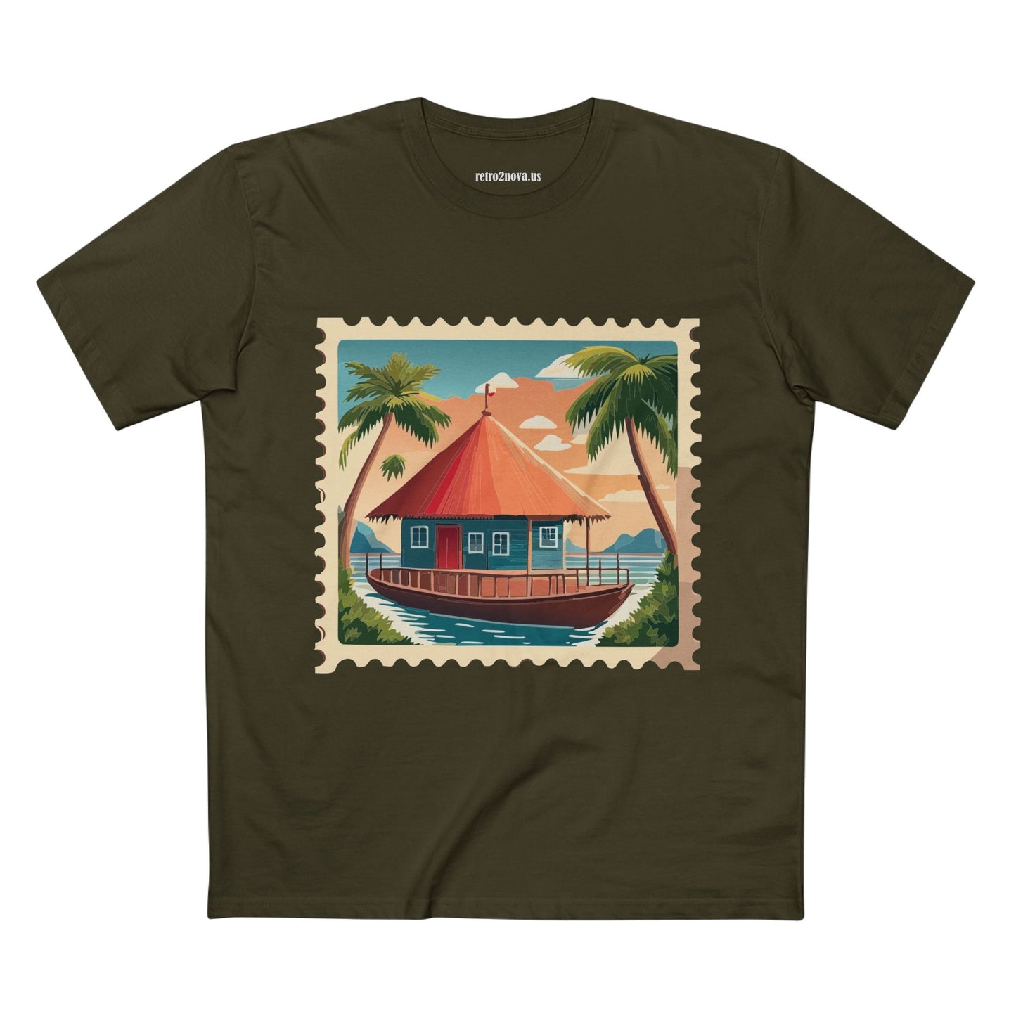 Unisex Postage Stamp Shirt Art Tee Premium Cotton By Retro2Nova Studio Collection