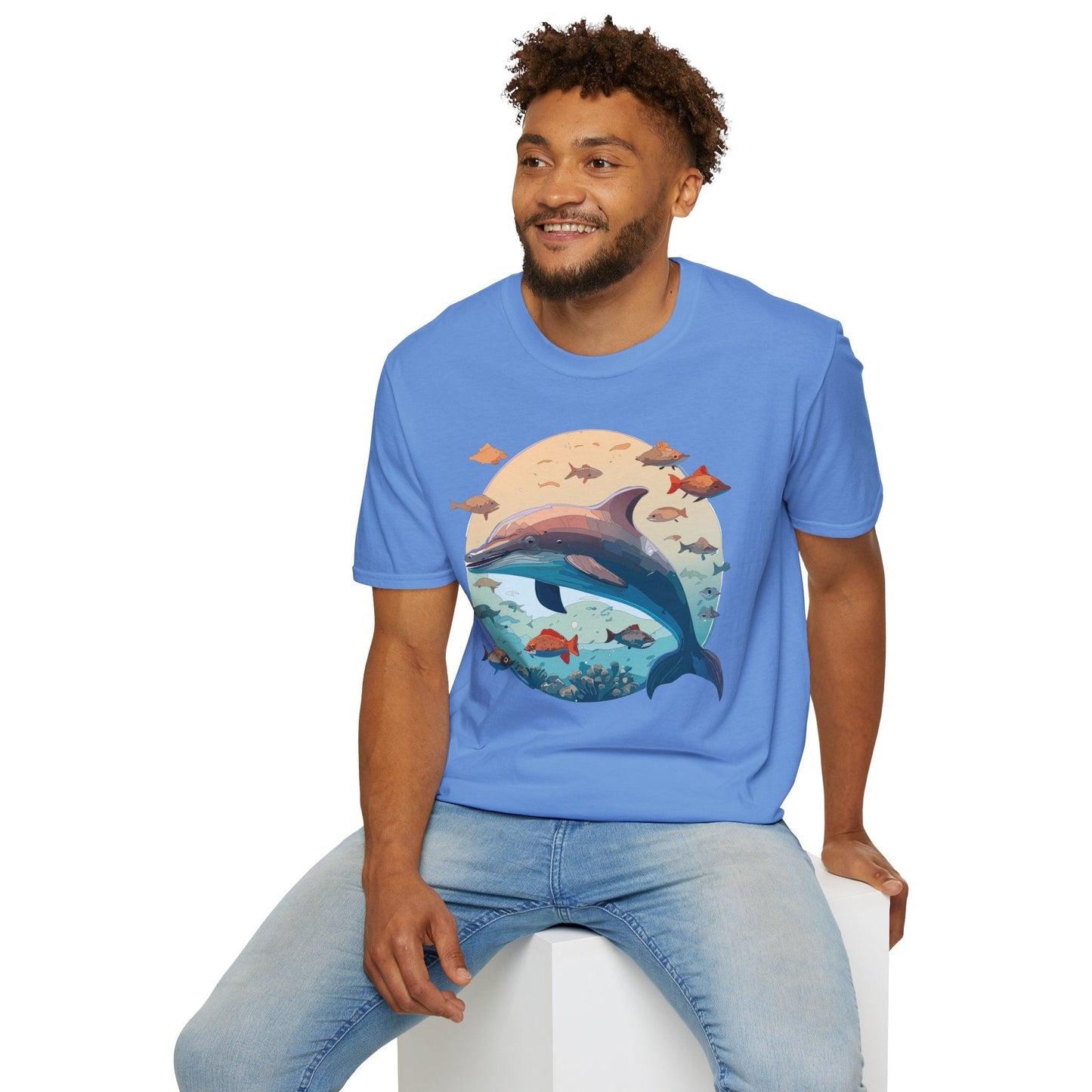 Dolphin Shirt Unisex Softstyle T Shirt 64000 100 Percent Ring Spun Cotton Tee For Everyday Comfort
