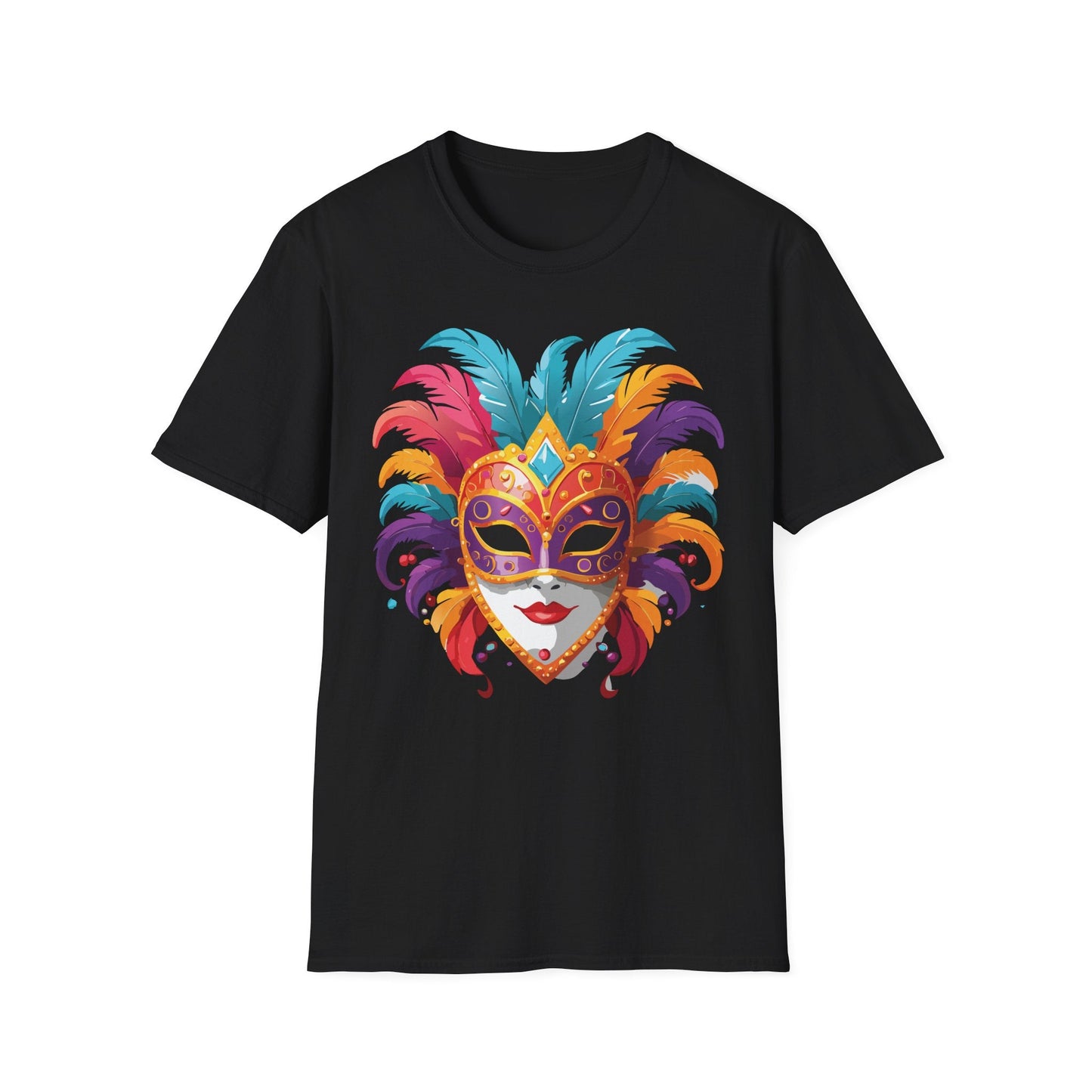 Unisex Gildan Softstyle Mask Tee Shirt With Art Design Casual Everyday Wear Masquerade Tee