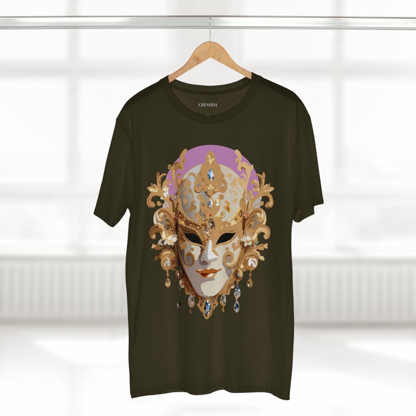 Carnival Mask Graphic T-Shirt Unisex 100 Cotton With Antique Gold Art Design Tee 10