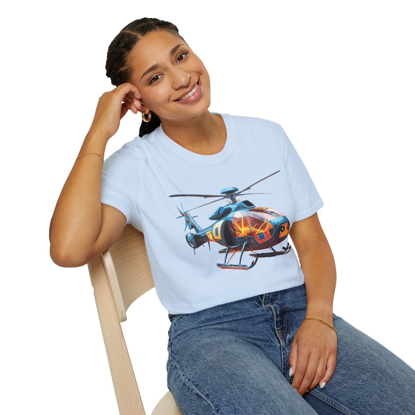 Helicopter Chopper Shirt Unisex Gildan Softstyle 64000 Short Sleeve Tee For Everyday Wear