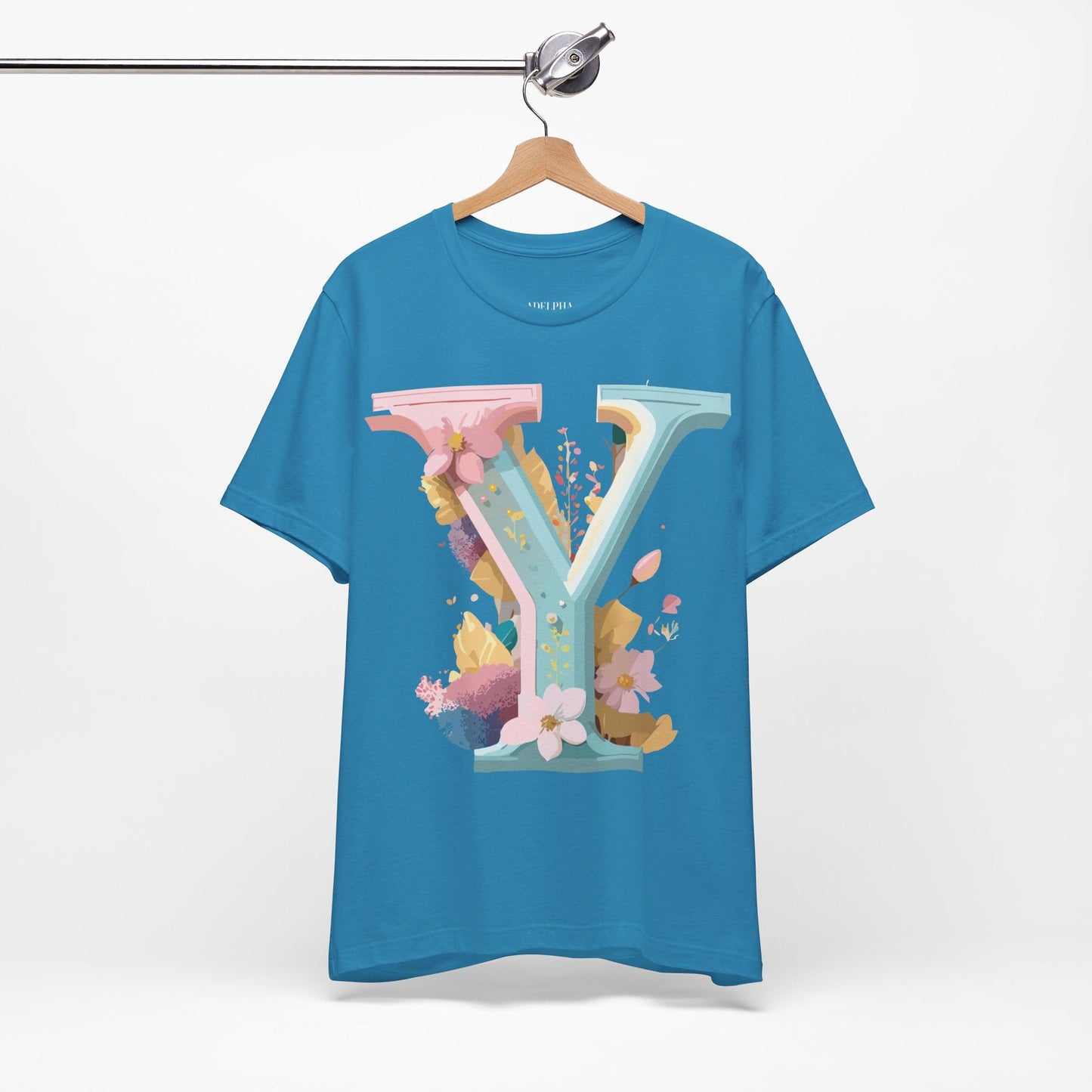 Letter Y Shirt Unisex Graphic Tee Vintage Inspired Artwork Adelpha Short Sleeve Design