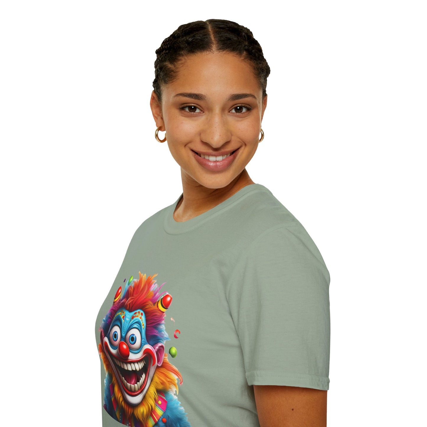 Clown Themed Unisex T Shirt Funny Man Circus Scary Man Tee Gildan Softstyle 64000 Cotton