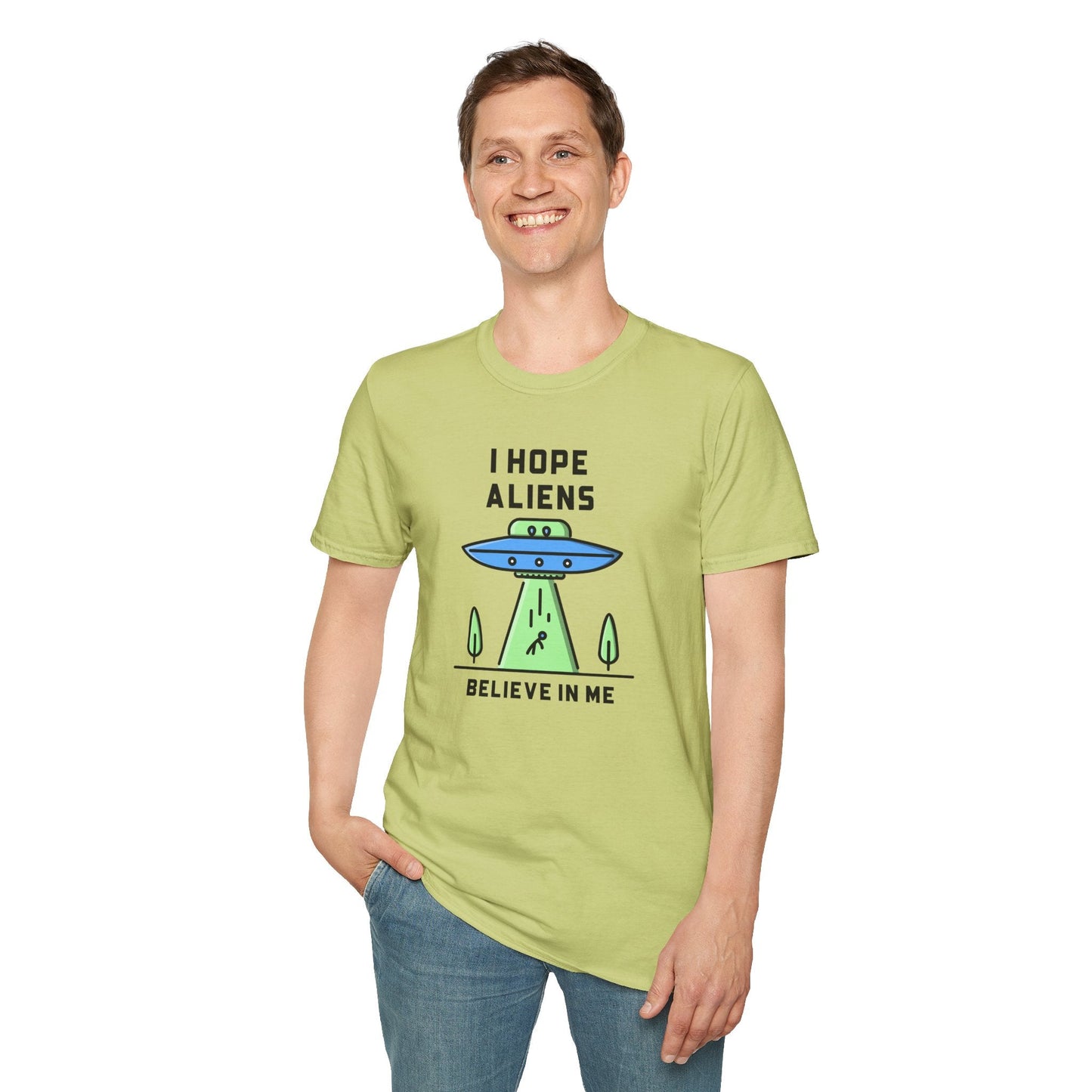 Alien UFO TShirt  I Hope Aliens Believe In Me Cute SciFi Graphic Tee