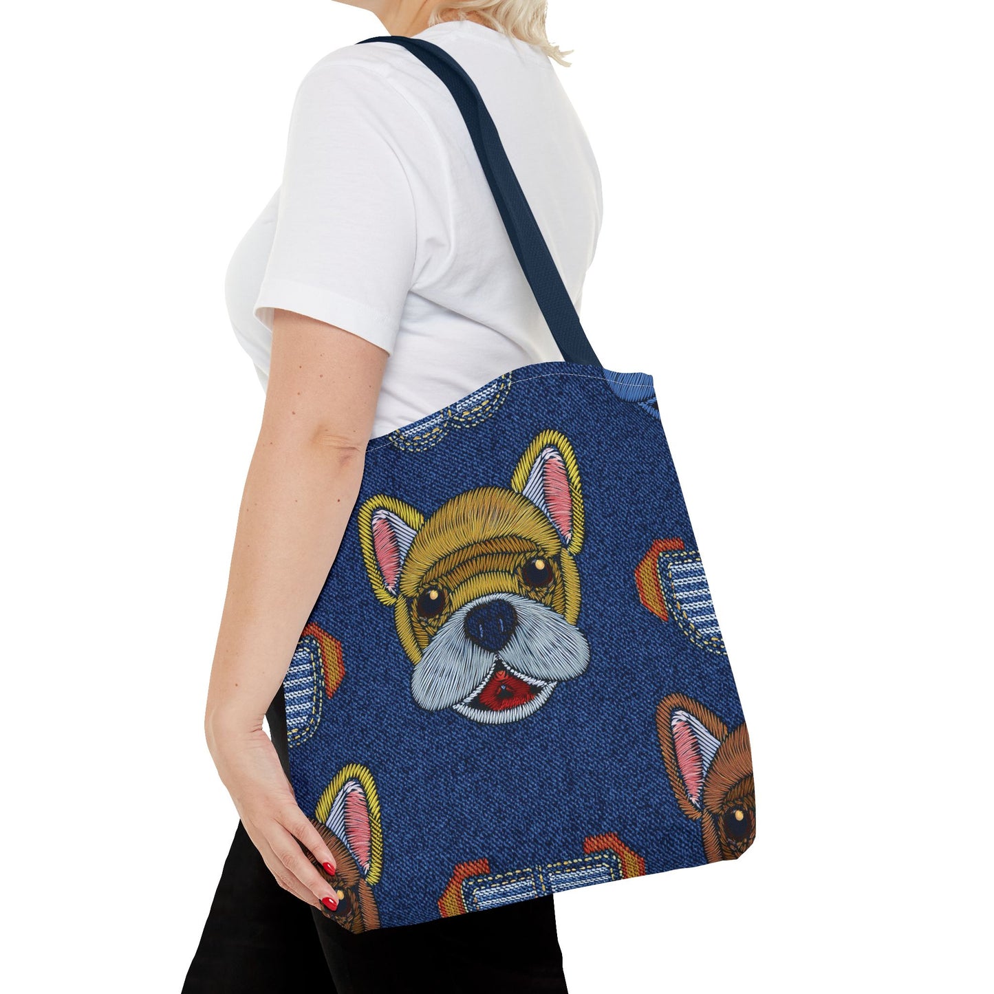 Denim Fabric Imitation Print Unisex Canvas Bag Poly Spun 3 Sizes Tote Bag 191-13