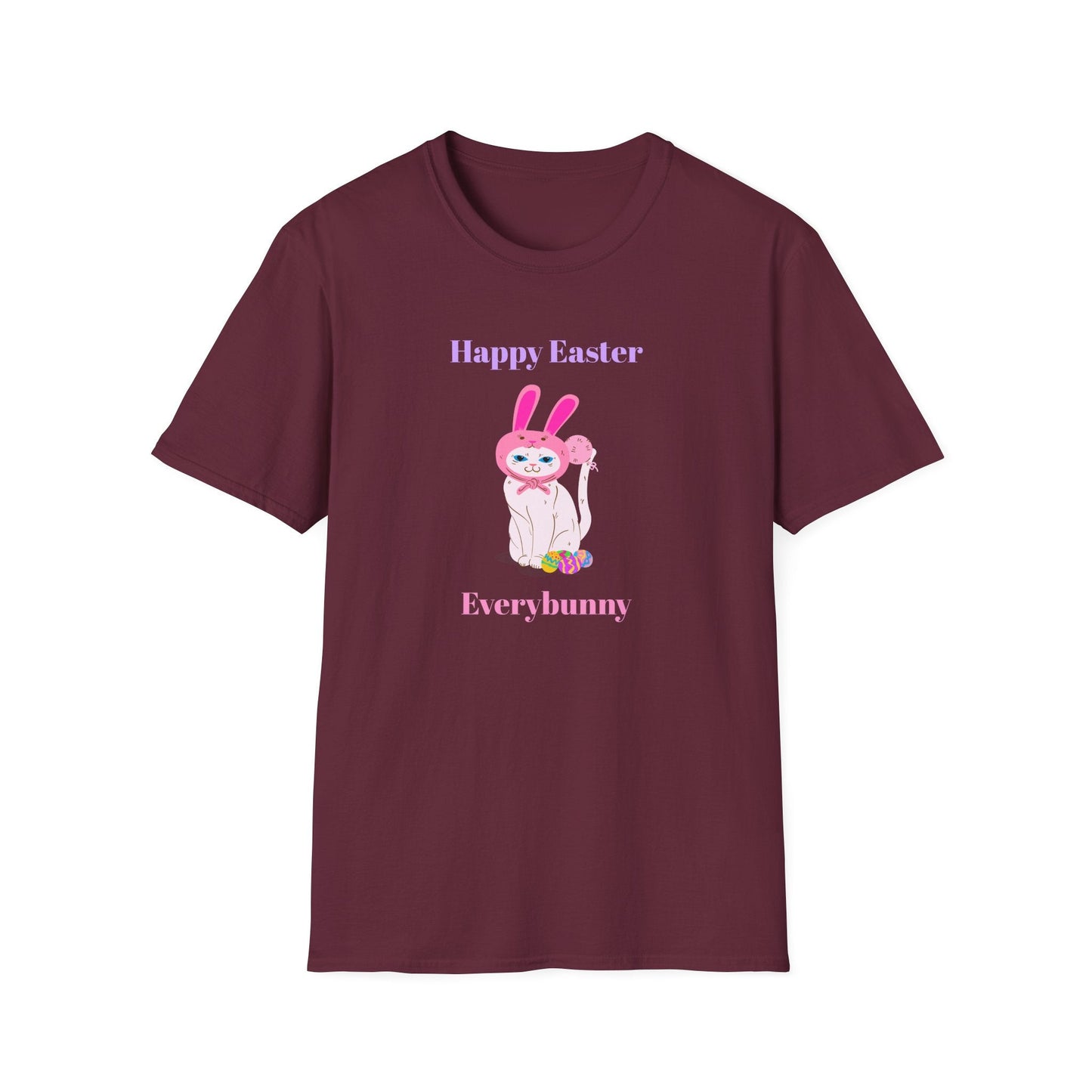 Unisex Easter Bunny T Shirt Softstyle 64000 Tee With Easter Design Print Gildan 100 Percent Ring Spun Cotton