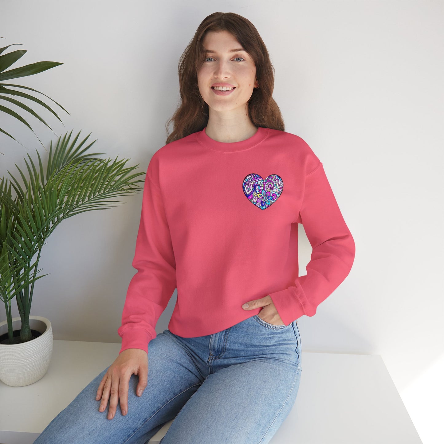 Small Heart Sweatshirt, Floral Heart Sweatshirt, Floral Love Sweatshirt, Valentine's Day Sweatshirt, Heart Floral Sweatshirt 101